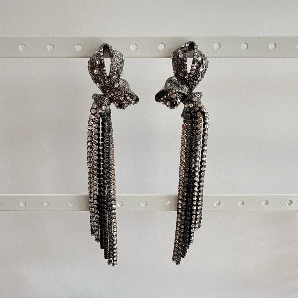 Zara Elegant Silver Tassel Dangle Earrings
